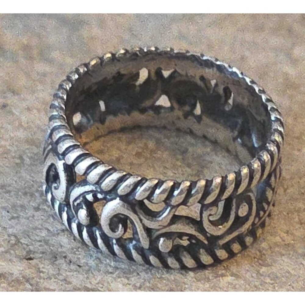 Tentacle Designed Scrolled Silver-tone Band Ring Size 6 Jewelry Pinkie